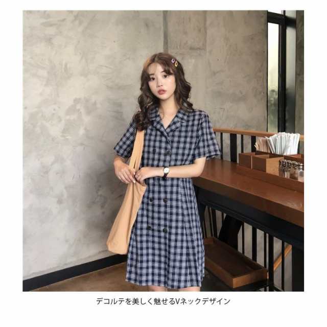 タータンチェック レディース ワンピース ショートワンピース