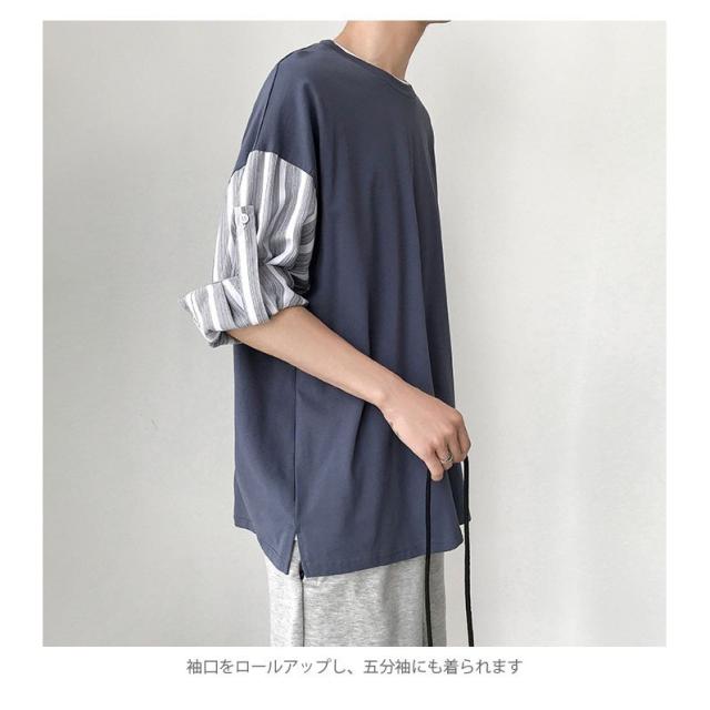 半袖Tシャツ メンズ ストライプ ラウンドネック 2色 男性用ストライプTシャツ,ラウンドネック,半袖,コットン100
