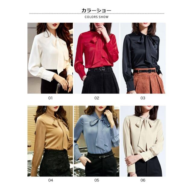 シフォンブラウス レディース シャツブラウス 長袖ブラウス カジュアルブラウス トップス リボン付き カラーバリの通販は シフォンブラウス レディース シャツブラウス 長袖ブラウス カジュアルブラウス トップス リボン付き カラーバリの通販は