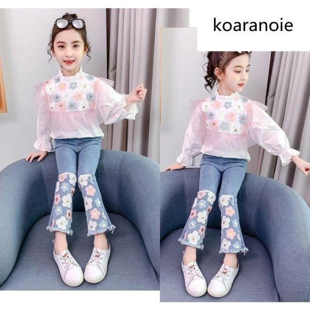 子供服 セットアップ キッズ 女の子 長袖 春服 トップス ブラウス