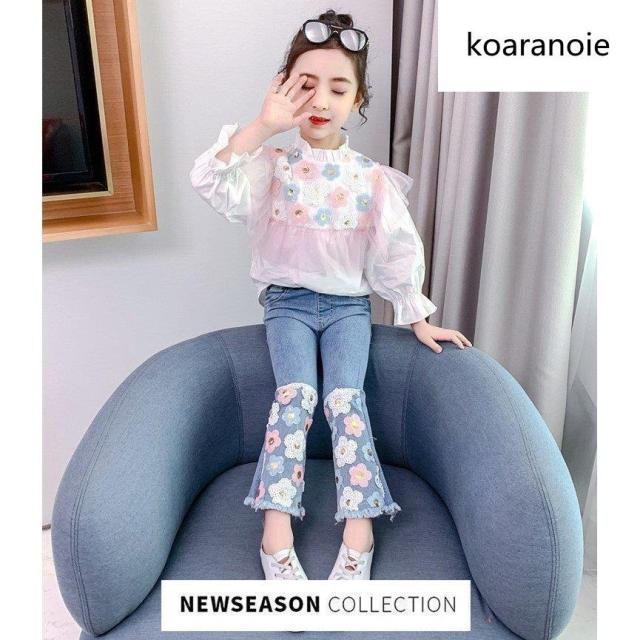 子供服 セットアップ キッズ 女の子 長袖 春服 トップス ブラウス