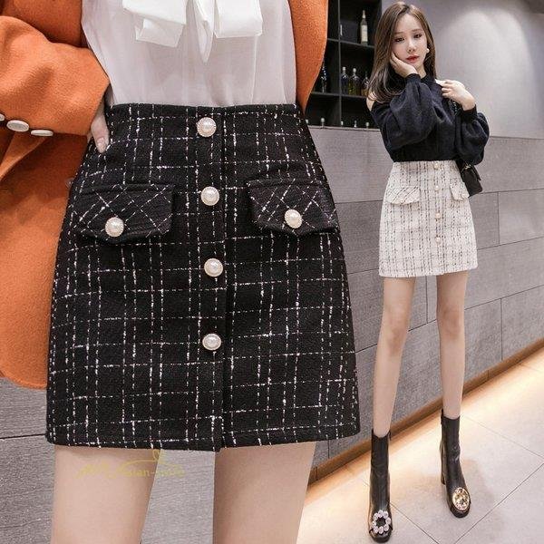 Aラインスカート チェック柄 レディース ミニスカート ボトムス ファッション シンプル ハイウエスト ガーリー 可愛い 通勤 オフィス 秋冬コーデ ショート丈 Aラインスカート チェック柄 レディース ミニスカート ボトムス