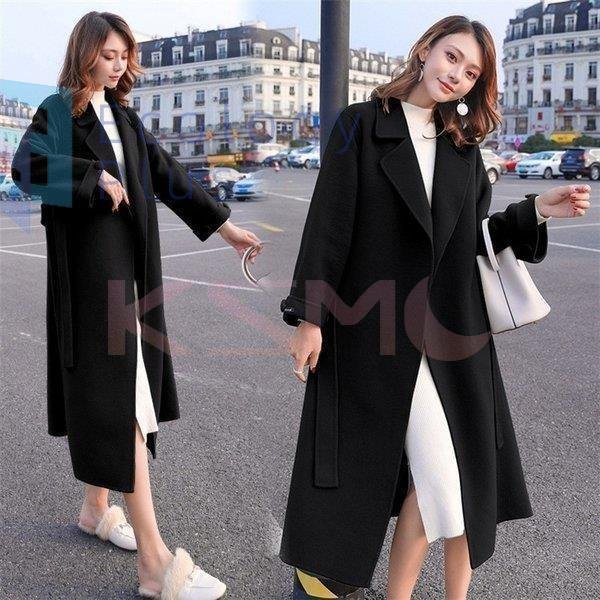 ラシャコート レディース ダブルブレスト ベルト付き ラシャジャケット ロング丈コート 秋冬 カジュアル スプリングコート トレンチコート 着痩せ アウター ラシャコート レディース ダブルブレスト ベルト付き ラシャジャケット