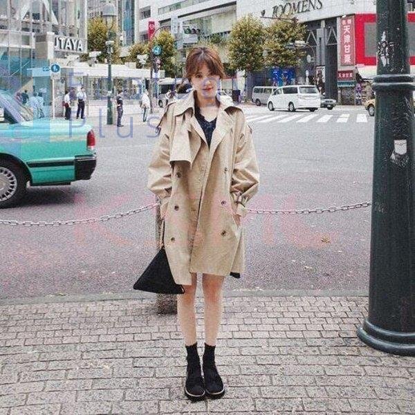 トレンチコート レディース スプリングコート 膝上 ミディア丈 春