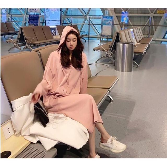 ワンピース 秋冬 パーカーワンピース 長袖 ロング丈 フード付き