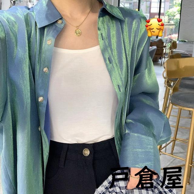 サテン ブラウス ロングシャツ レディース トップス 光沢 長袖