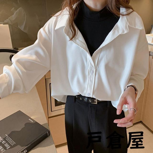 シャツブラウス レディース レイヤード風 カジュアル 長袖プルオーバー