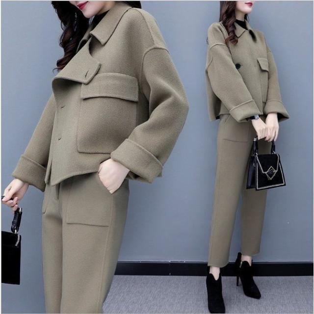 セットアップ スーツパンツ レディース ストレートズボン ジャケット 2点セット秋 冬 お洒落 通勤 入学式 卒業式 セレモニー 母 フォーマル オフィス 30代の通販は