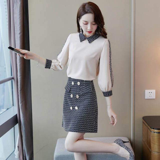 セットアップ レディース 秋冬 40代 20代 フォーマル 長袖 2点セット スカート   ブラウス シャツ カジュアル 大きいサイズ おしゃれ 上品 着痩せ 新品の通販は