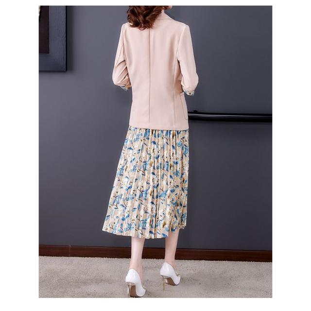 セットアップ ジャケット スカート 花柄 アコーディオンプリーツ 膝下丈 ボタン 上品 ナチュラル 美人 ドライブ かわいい フェミニン 食事会 シック セットアップ ジャケット スカート 花柄 アコーディオンプリーツ 膝下