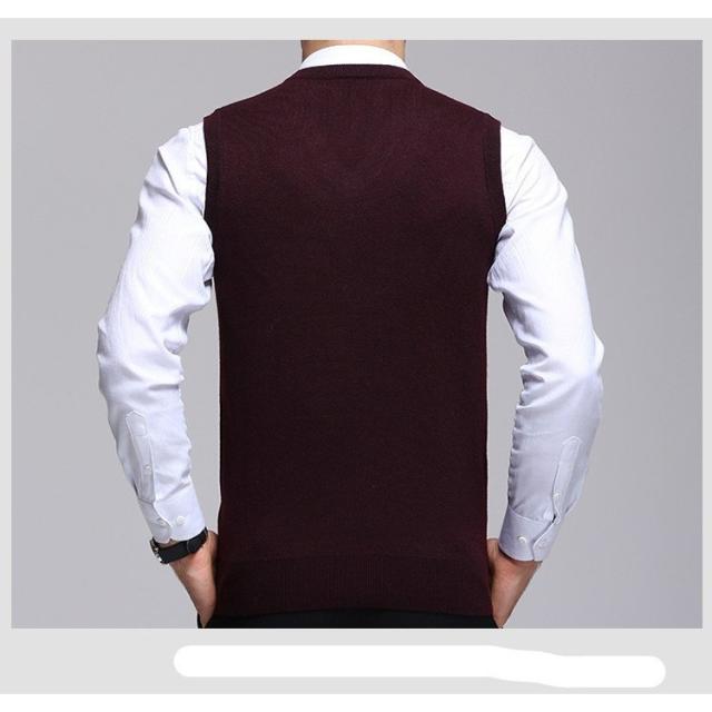 ベスト ニット メンズ 前開き Vネック 紳士ベスト 春 秋 大きいサイズ