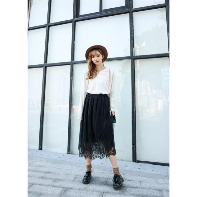 スカート ひざ丈 夏 フレア 春夏 レディース レース チュールスカート