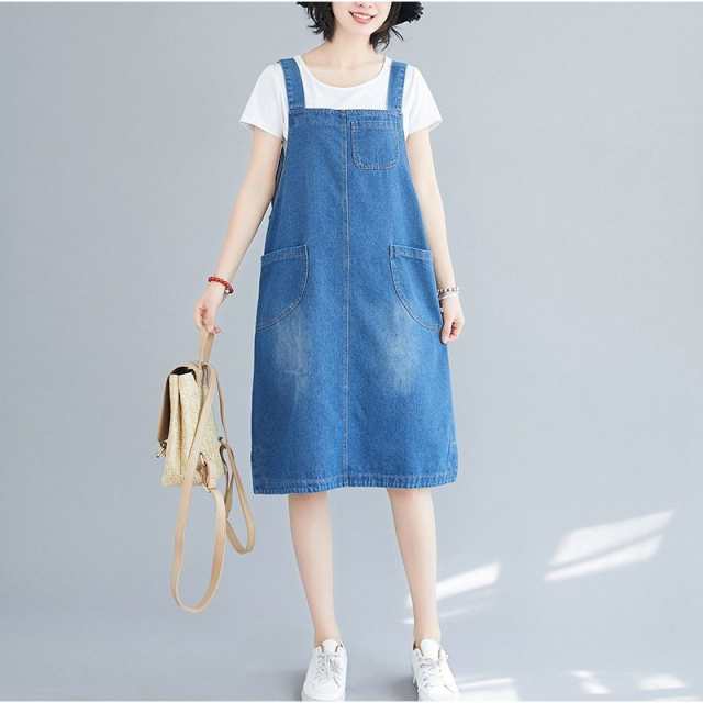 ワンピース Aライン 体型カバー ゆる 春 夏 ドッキング プリーツ ロング丈 レディース デニムワンピ ドッキング フレア 大きいサイズ マキシワンピ 半袖の通販は 6,399円