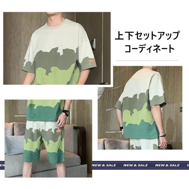 スウェット ジャージ メンズTシャツ ハーフパンツ 半袖 上下セットアップ 無地 カジュアル ルームウェア 部屋着 ペアルック 夏 トレーナー 2点セット 上品 新作の通販は 5,400円