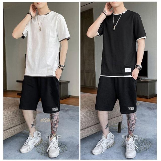 スウェット ジャージ メンズTシャツ ハーフパンツ 半袖 上下セットアップ 無地 カジュアル ルームウェア 部屋着 ペアルック 夏 トレーナー 2点セット 上品 新作の通販は 5,440円