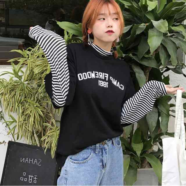 Tシャツ レディース 重ね着風 長袖 春夏秋 ゆるい トップス 韓国ファッション 原宿系 Bf風 ヒップホップ ダンス ストリート風 カジュアの通販はau Pay マーケット Next