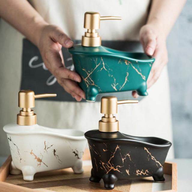 ハンドソープディスペンサー 小物収納セット 大理石調 マット感 ハンドソープディスペンサー 小物収納セット 大理石調 マット感