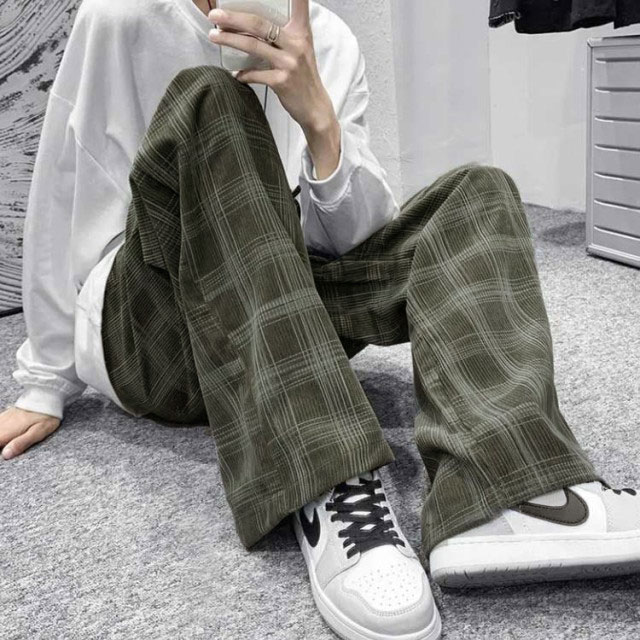 パンツ スラックス パンツ チェック 通学 スクール 中学生 高校生 キッズ メンズ ワイドパンツ チェック テーパードパンツ スクールスラックス