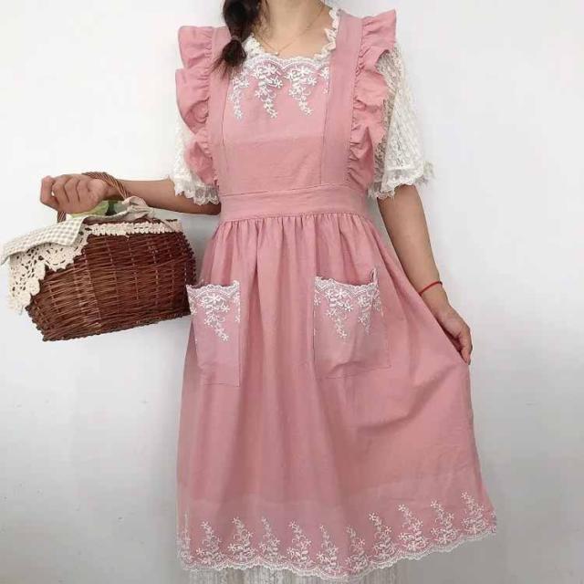 着脱かんたん レディース レース アイドル 楽ちん エプロンドレス