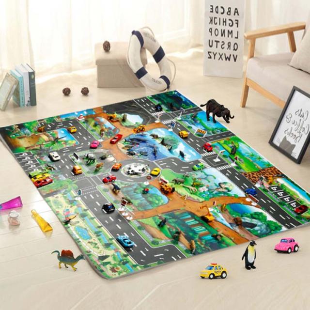 ごっこ遊び ロードマップ ジャングル 防水加工 道路マップ 恐竜 遊び