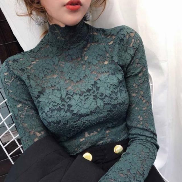 トップス レディース ブラウス レース 長袖 透け感 セクシー フリル L ブラウス レディース トップス シャツ レース フリル 花柄 シースルー