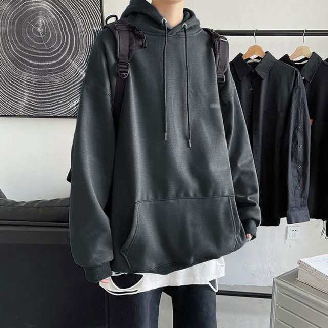 オーバーサイズ フード付 パーカー ビッグシルエット 黒 2XL