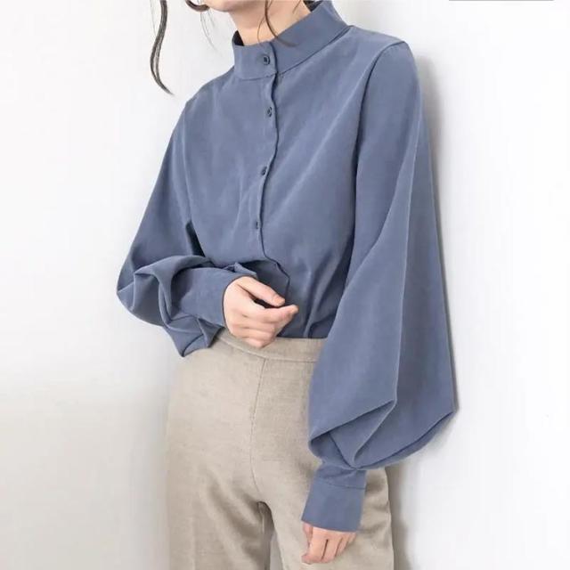 ブラウス レディース トップス バルーン袖 ボリューム袖 襟付き とろみ素材 袖ぽわん 黒 白 ブルー 楽天市場】 バルーン袖 ぽわん袖 ブラウス パフ袖 レディース