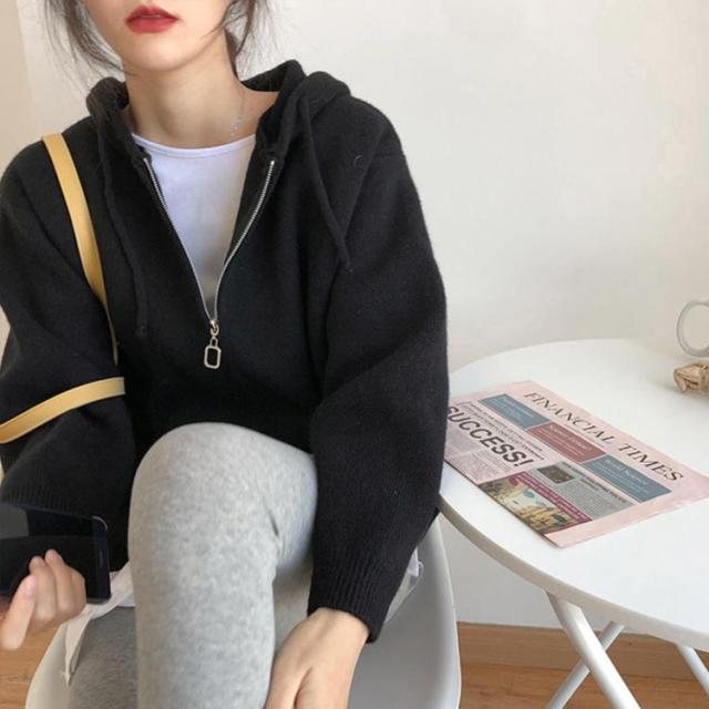 ニット パーカー レディース ゆったり 大きい 体型カバー 長袖 アウター ジップアップ ドルマンスリーブ ニット セーター 前開き カジュアルコーデ 春 You Color ニットパーカー ニット パーカー レディース シンプル