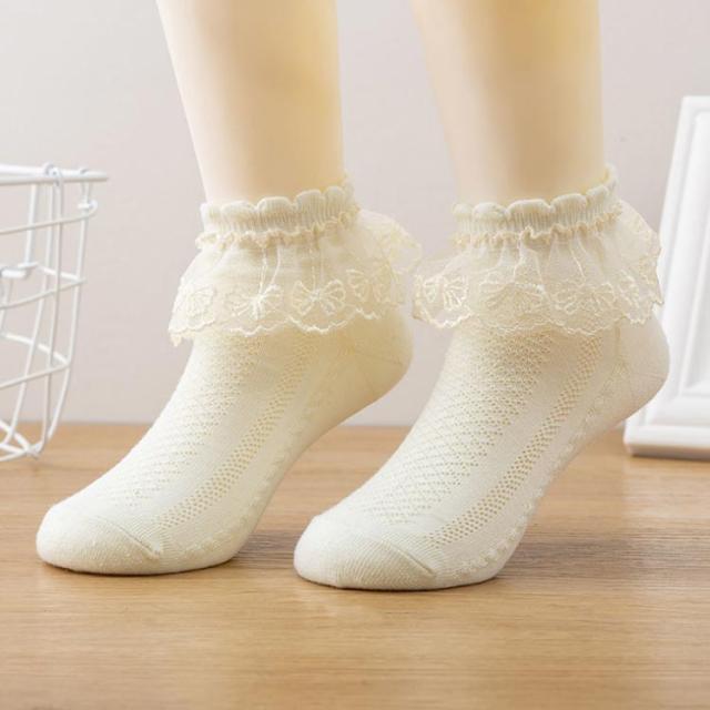 クルーソックス 靴下 キッズ フリルソックス 5足組 レース 全5色 入園