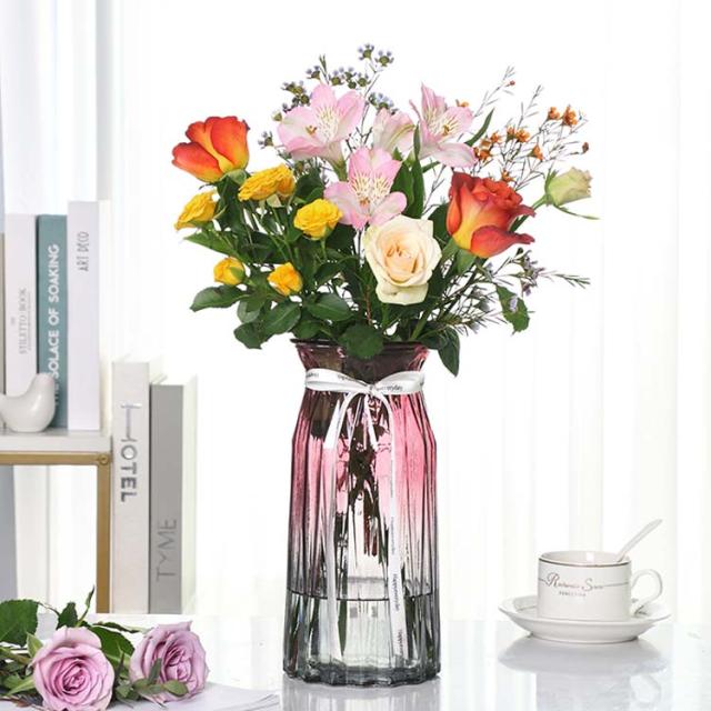 クリア 3個セット 花 フラワーベース ガラス シンプル 花瓶 花器 か
