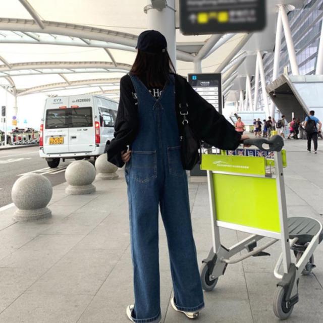 つなぎ デニム こなれ感 大きいサイズ ブルー パンツ メンズライク