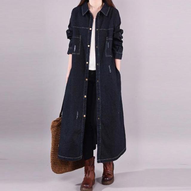 レディース 長袖 デニムワンピース アウター コート デニムコート
