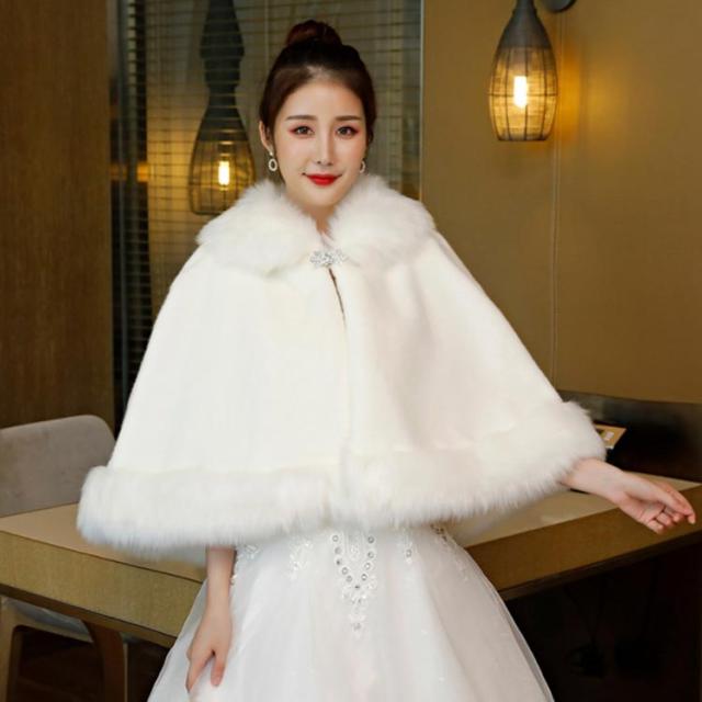 厚手 襟付き フリーサイズ 大判 ファーケープ ファーショール