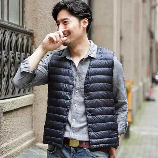 暖かい アウター ダウンベスト メンズ 軽量 Vネック 前開きベスト 
