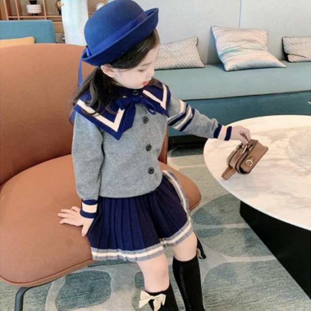 女の子 セットアップ 120 セーラーカラー セーラー服 子供制服