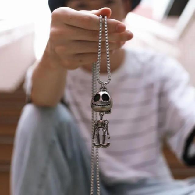 新品 ネックレス ペンダントトップ スカル ドクロ 特大 ブラックアイ 