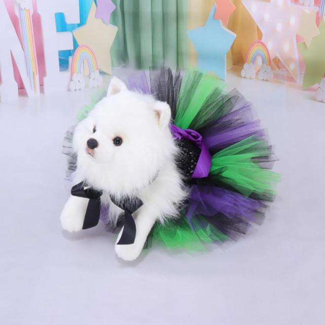 ペット用 ドレス XLサイズ ブラック チュール チュチュ フリル