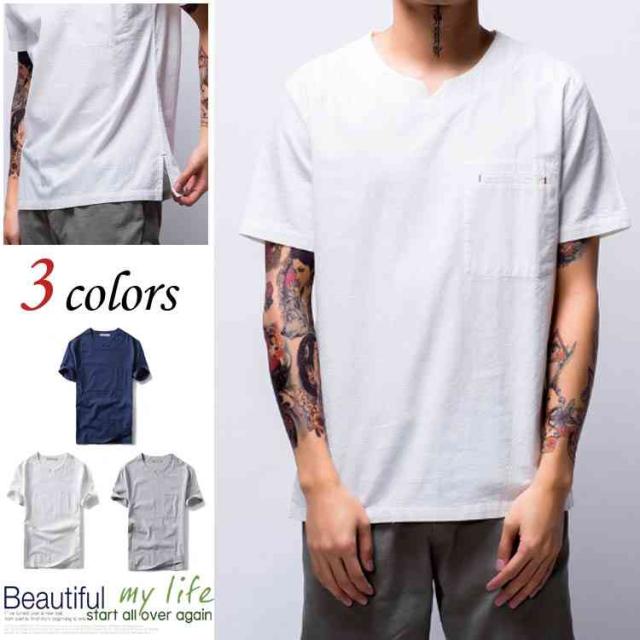 Tシャツ メンズ 半袖 トップス 丸首 Tシャツ カットソー 無地 リネンtシャツ 無地 大きいサイズ 18春夏新作 Tシャの通販はau Pay マーケット Mmc