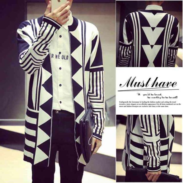 18新作 ニットカーディガン メンズ ロング丈 総柄 長袖 細身 スプリングコート 春物 春秋 トップス ファッション の通販はau Pay マーケット Mmc