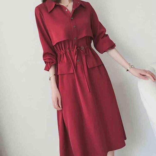 ワンピース レディース 40代 春秋 マキシ丈ワンピース きれいめ 大きいサイズ 長袖 シャツワンピース 通勤 リボン オシャレの通販はau Pay マーケット Mmc