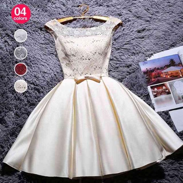 パーティードレス 結婚式 ドレス 二次会ドレス 花嫁 パーティドレス レース Aライン 二次会 ドレス ミニ ドレス 成人式 忘の通販はau Pay マーケット Mmc