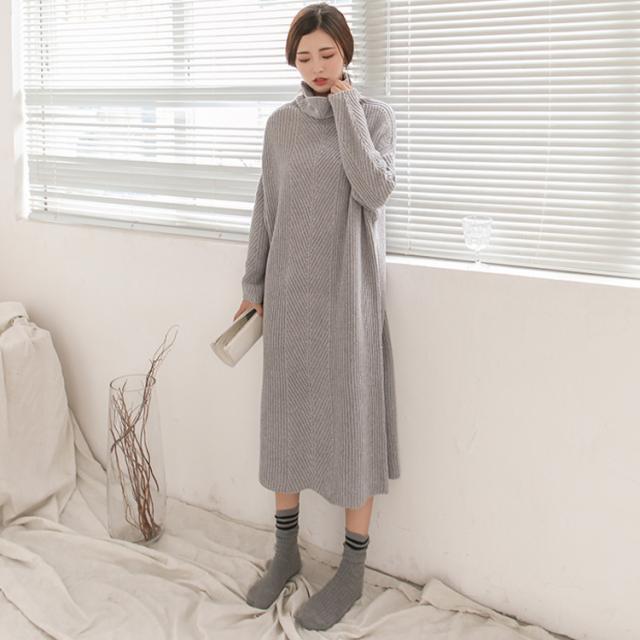 ニットワンピース レディース ワンピース グレー ロング タートル シンプル 長袖 ベーシック 秋冬物 ゆるシル二ットで女らしさの通販はau Pay マーケット Mmc