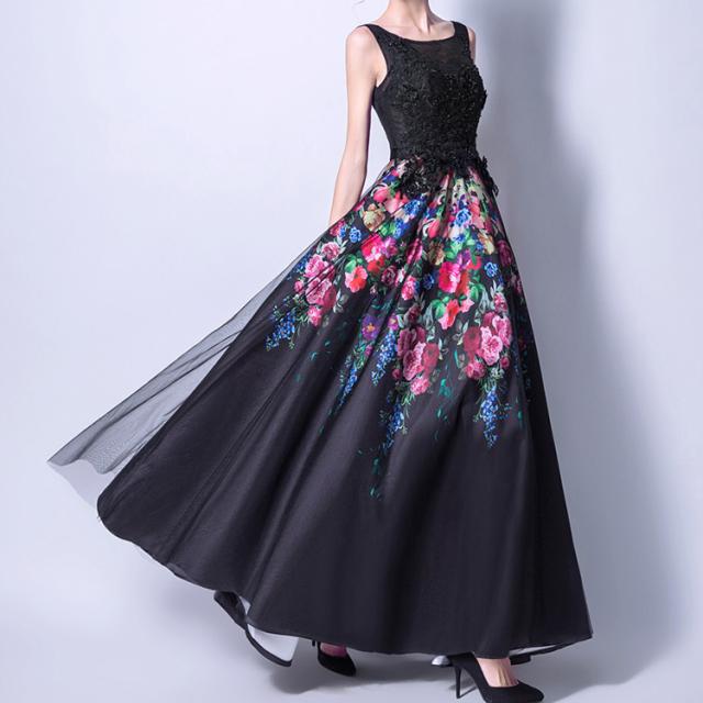 ロングドレス 演奏会 結婚式 母親 結婚式 ワンピース 黒 花柄 レース 刺繍 ビジュー ゴージャス ステージドレス 二次会 2の通販はau Pay マーケット Mmc