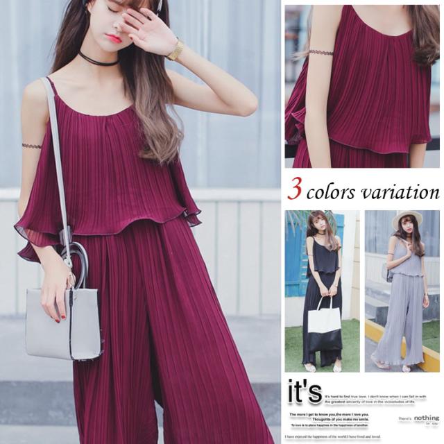 レディース ロングワンピース シフォン ガウチョパンツ ノースリーブ マキシ丈 ワイドパンツ カジュアルの通販はau Pay マーケット Mmc