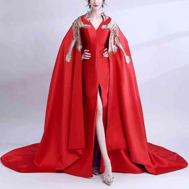 マーメイドドレス 赤 ロングドレス 安い スカラードレス カクテルドレ イブニングドレス パーティードレス マント コンサート の通販はau Pay マーケット Mmc