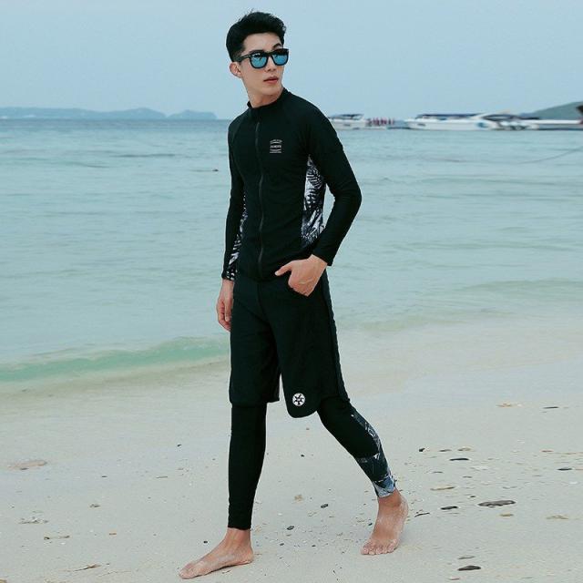 水着 3点セット 4点セット 男女 メンズ レディース ペア おそろい セパレート 長袖 ラウンドネック 丸首 フロントジッパー ロングパンツ ショー 水着 3点セット 4点セット 男女 メンズ レディース ペア おそろい