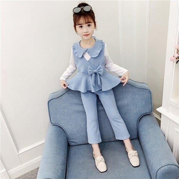 【新品】韓国子供服 おしゃれ セットアップ シャツ ベスト ズボン 120cm 子供服 セットアップ キッズ 女の子 長袖 春秋 上下セット 韓国子供服