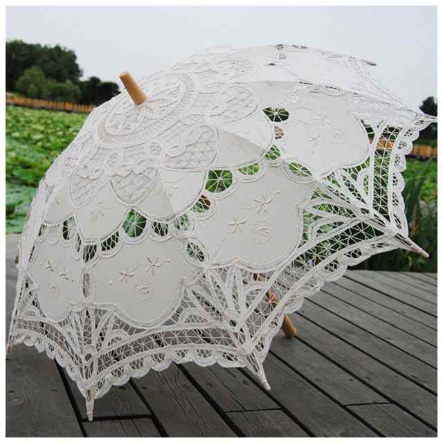 白レース 日傘 - 傘