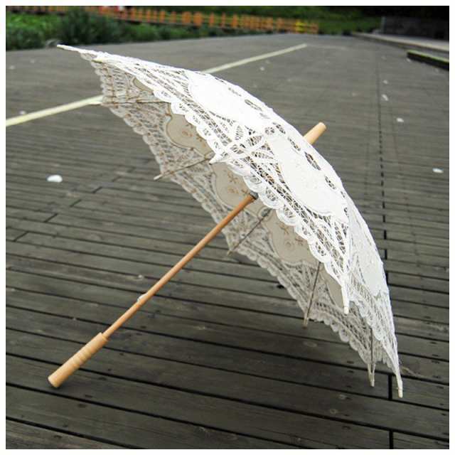 日傘 レース 遮光 UVカット 長傘 レディース ホワイト 白 かわいい 