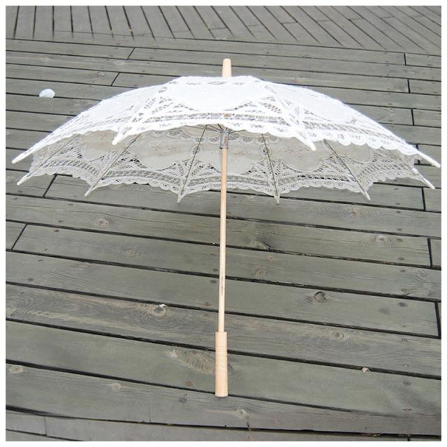 日傘 レース 遮光 UVカット 長傘 レディース ホワイト 白 かわいい
